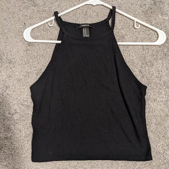 2 for $12 - Black F21 Halter Crop - Picture 2 of 4